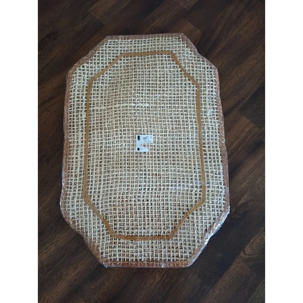 Vintage Woven Raffia Placemat Set with 6 Coasters and Napkins Natural Boho NEW